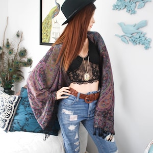 SHRUG BOLERO, Pashmina riciclata colorata: Kimono da festival, Copricostume, Moda femminile ecologica