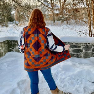 Quilted Jacket Vintage Star Quilt Kimono Cotton Patchwork Victorian Chore Coat Cottagecore Retro