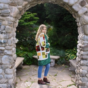 Vintage Patchwork Earth Tones Kimono Jacket | Hippie Eclectic Cottagecore Chore Coat