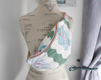 FANNY PACK Vintage Quilted - Bohemian Festival Crossbody Bag, Grandma's Flower Garden Pattern