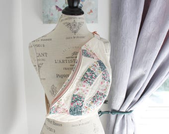 Vintage Quilted Fanny Pack Bohemian Upcycled Festival Pouch Rose gold Adjustable Crossbody Patchwork Waist Bag