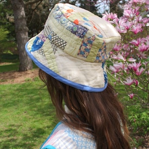 Vintage PATCHWORK BUCKET HAT Antique 1900's Quilt Hat Bohemian UpCycled Fashion Womens Birthday Gift Cottagecore Beach Hat image 10