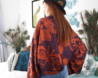 Upcycled Butterfly Pashmina Shrug: Bohemian Festival Kimono