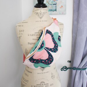 FANNY PACK Handcrafted Bohemian Crossbody Bag Vintage Quilt Patchwork Purse Butterfly Floral Antique Festivalwear