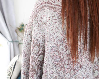 Sequin Mandala Kimono Shrug - Bohemian Festival Cover Up Bolero with Sparkly Beaded Details