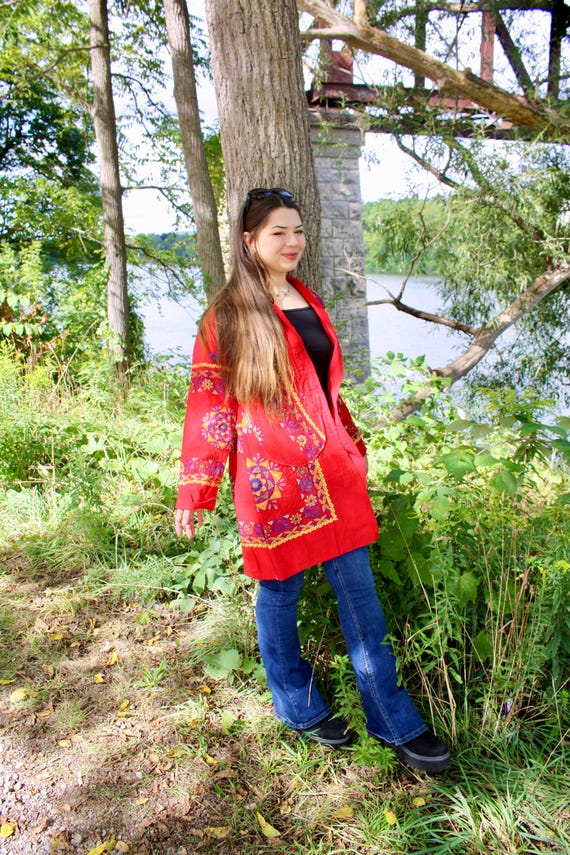 KIMONO RICAMATO UpCycled Vintage, Moda Boho Gotica, Giacca con