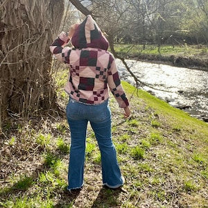 Patchwork Quilted Bomber Jacket | Upcycled Hoodie Eco-Friendly Bohemian Cottagecore Fashion Jacket