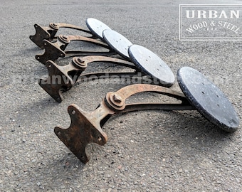 Vintage Cast Iron Swing Out Industrial Stool - Set of  4