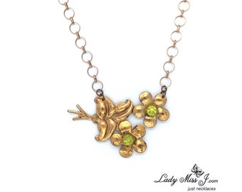 Vintage Copper Flower Bouquet Necklace