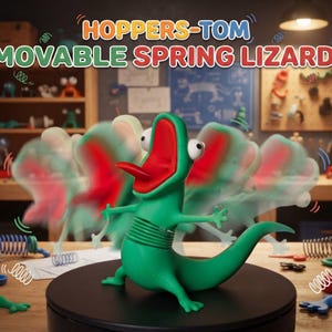 3D Printed Spring Gecko Figurine, Flexible Fidget Toy, Desk Pet