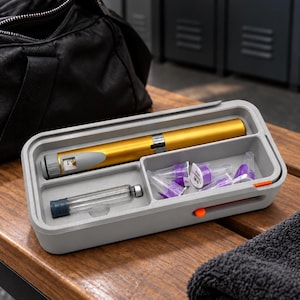 Solo Single Pen Storage Case with Cassette Bay, Grey Orange, Australian Made
