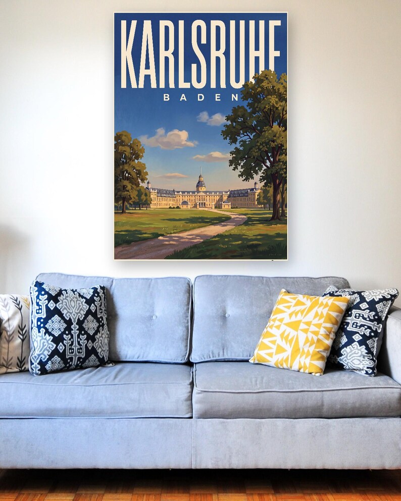 Karlsruhe Poster · Picturesque · Baden · Retro Travel Poster Market Square & Castle image 4