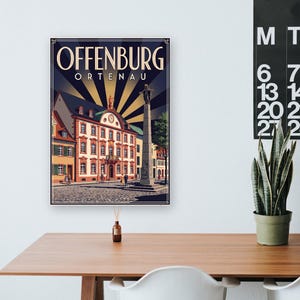 Póster de Offenburg · Art Déco · Ortenau · Póster de viaje retro Plaza del Mercado y Kinzig imagen 8