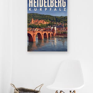 Heidelberg Poster · Picturesque · Palatinate · Retro Travel Poster Old Bridge & Castle image 5