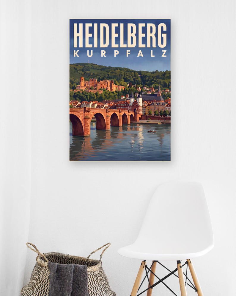 Heidelberg Poster · Picturesque · Palatinate · Retro Travel Poster Old Bridge & Castle image 5