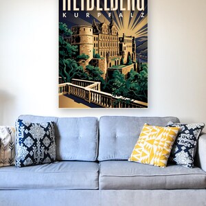 Heidelberg Poster · Art déco · Kurpfalz · Retro Reiseplakat Alte Brücke & Schloss Bild 4