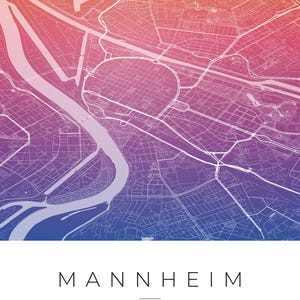 Mannheim Stadtplan Poster · Rhein-Neckar · Karte in 8 Farbwelten · Stadtkarte Wandbild Aquarell Gradient