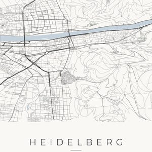 Affiche de la carte de la ville d'Heidelberg · Kurpfalz · Carte déclinée en 8 couleurs · Décoration murale de carte de la ville Classic Minimal