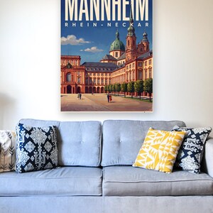 Mannheim Poster · Malerisch · Rhein-Neckar · Retro Reiseplakat Wasserturm & Schloss Bild 5
