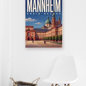 Mannheim Poster · Malerisch · Rhein-Neckar · Retro Reiseplakat Wasserturm & Schloss Bild 7