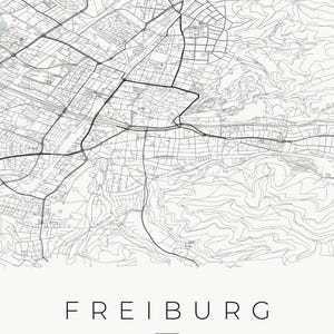 Carte de la ville de Fribourg-en-Brisgau · Carte déclinée en 8 couleurs · Décoration murale carte de ville Classic Minimal