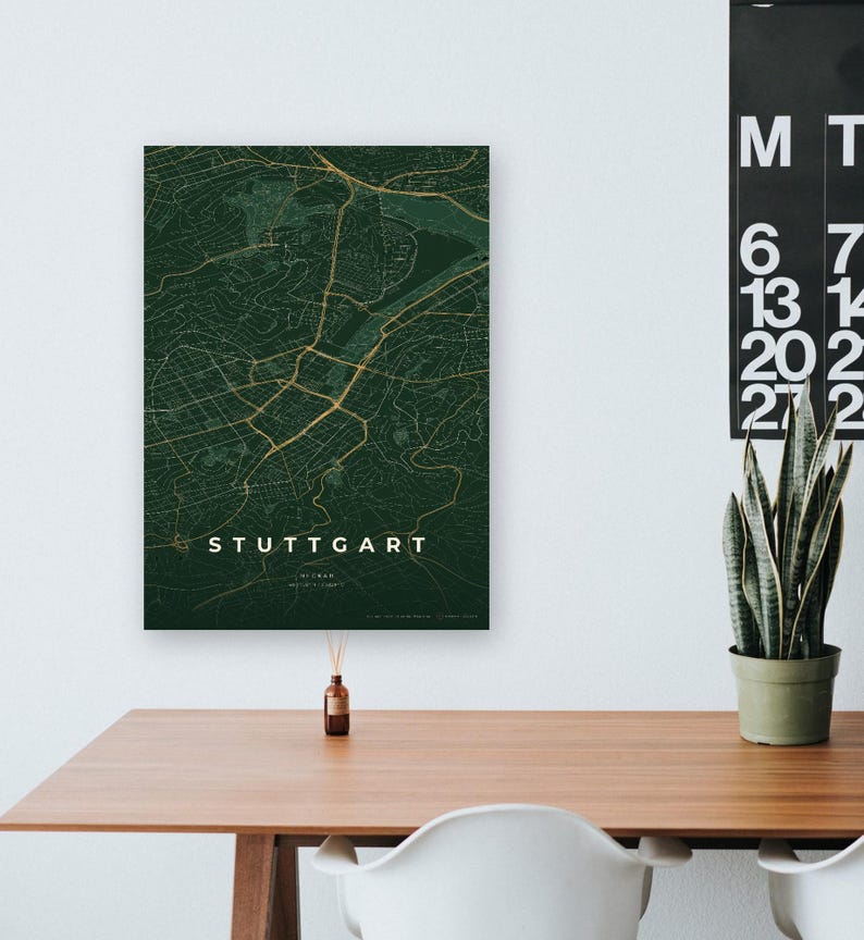 Stuttgart Stadtplan Poster · Neckar · Karte in 8 Farbwelten · Stadtkarte Wandbild imagen 12