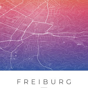 Carte de la ville de Fribourg-en-Brisgau · Carte déclinée en 8 couleurs · Décoration murale carte de ville Aquarell Gradient