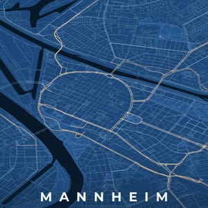 Mannheim Stadtplan Poster · Rhein-Neckar · Karte in 8 Farbwelten · Stadtkarte Wandbild Tiefblau & Eis