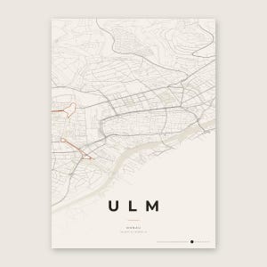 Ulm Stadtplan Poster · Donau · Karte in 8 Farbwelten · Stadtkarte Wandbild Papier & Rost