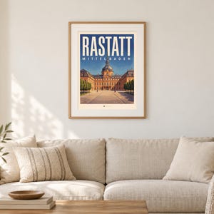 Rastatt Poster · Malerisch · Mittelbaden · Retro Reiseplakat Schloss & Murg image 1