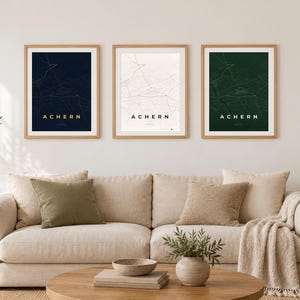 Achern City Map Poster · Ortenau · Map in 8 Color Schemes · City Map Wall Art image 1