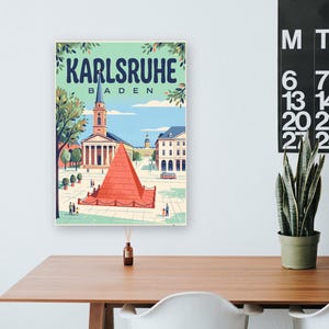 Karlsruhe Poster · Mid-Century · Baden · Retro Travel Poster Market Square & Castle image 7