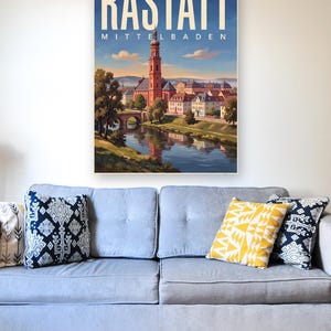 Rastatt Poster · Malerisch · Mittelbaden · Retro Reiseplakat Schloss & Murg image 4