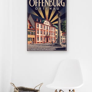 Póster de Offenburg · Art Déco · Ortenau · Póster de viaje retro Plaza del Mercado y Kinzig imagen 6