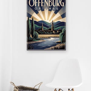 Póster de Offenburg · Art Déco · Ortenau · Póster de viaje retro Plaza del Mercado y Kinzig imagen 7
