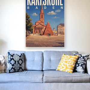 Karlsruhe Poster · Picturesque · Baden · Retro Travel Poster Market Square & Castle image 5