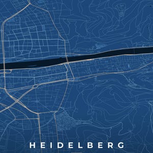Affiche de la carte de la ville d'Heidelberg · Kurpfalz · Carte déclinée en 8 couleurs · Décoration murale de carte de la ville Tiefblau & Eis