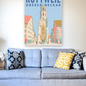 Rottweil Poster · Mid-Century · Oberer Neckar · Retro Reiseplakat Schwarzes Tor, Neckartal & Kapellenturm imagen 7