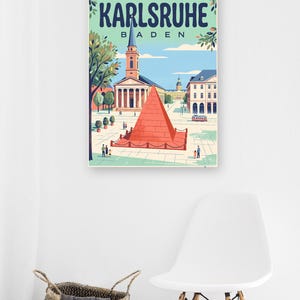 Karlsruhe Poster · Mid-Century · Baden · Retro Travel Poster Market Square & Castle image 5