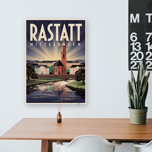 Rastatt Poster · Art déco · Mittelbaden · Retro Reiseplakat Schloss & Murg bild 8