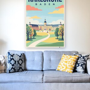 Karlsruhe Poster · Mid-Century · Baden · Retro Travel Poster Market Square & Castle image 4