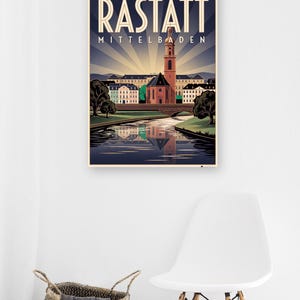 Rastatt Poster · Art déco · Mittelbaden · Retro Reiseplakat Schloss & Murg bild 6