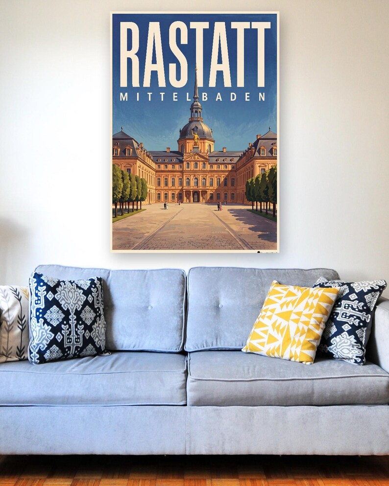 Rastatt Poster · Malerisch · Mittelbaden · Retro Reiseplakat Schloss & Murg image 3