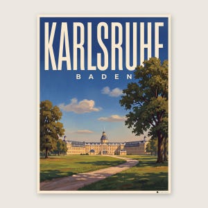 Karlsruhe Poster · Picturesque · Baden · Retro Travel Poster Market Square & Castle Schloss
