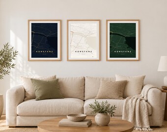 Konstanz Stadtplan Poster · Bodensee · Karte in 8 Farbwelten · Stadtkarte Wandbild