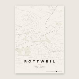 Rottweil Stadtplan Poster · Oberer Neckar · Karte in 8 Farbwelten · Stadtkarte Wandbild Papier & Rost