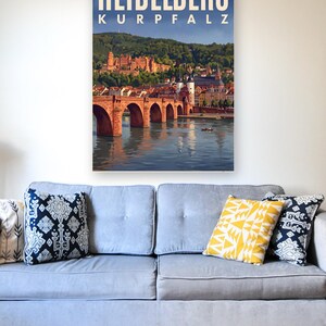 Heidelberg Poster · Picturesque · Palatinate · Retro Travel Poster Old Bridge & Castle image 3