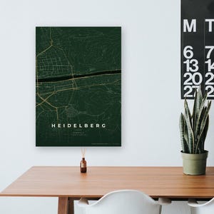 Affiche de la carte de la ville d'Heidelberg · Kurpfalz · Carte déclinée en 8 couleurs · Décoration murale de carte de la ville image 11