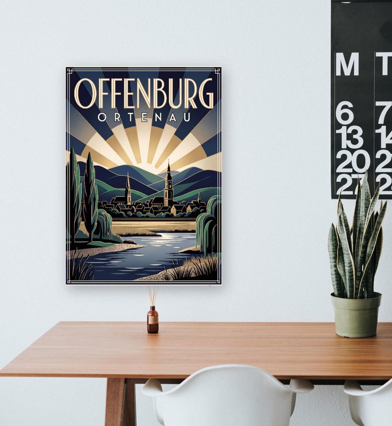Póster de Offenburg · Art Déco · Ortenau · Póster de viaje retro Plaza del Mercado y Kinzig imagen 9