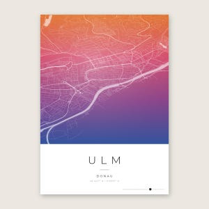 Ulm Stadtplan Poster · Donau · Karte in 8 Farbwelten · Stadtkarte Wandbild Aquarell Gradient